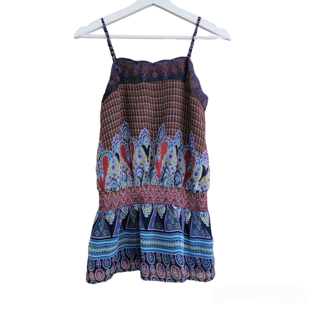Lulumari Womens Sheer Trim Lace Multi Colored Tank Top Size Small